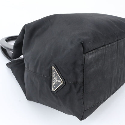 Prada Tessuto Nylon Plastic Handle Handbag Tote Black — view 6