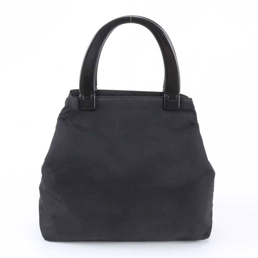 Prada Tessuto Nylon Plastic Handle Handbag Tote Black — view 3