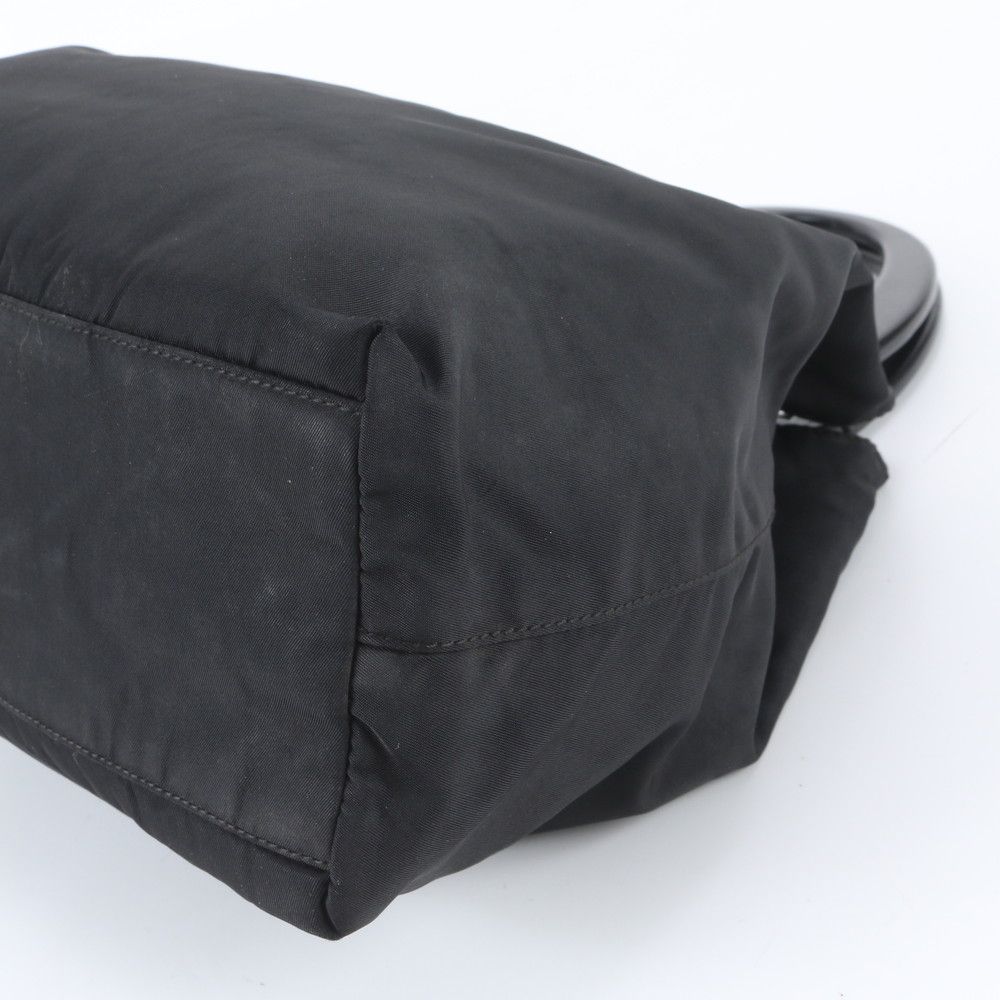 Prada Tessuto Nylon Plastic Handle Handbag Tote Black — view 4