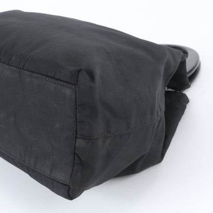 Prada Tessuto Nylon Plastic Handle Handbag Tote Black — view 4