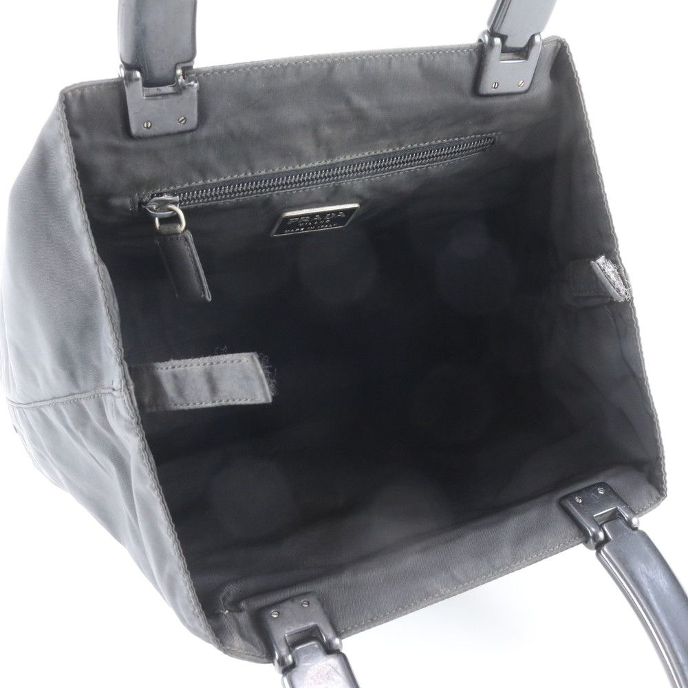 Prada Tessuto Nylon Plastic Handle Handbag Tote Black — view 7
