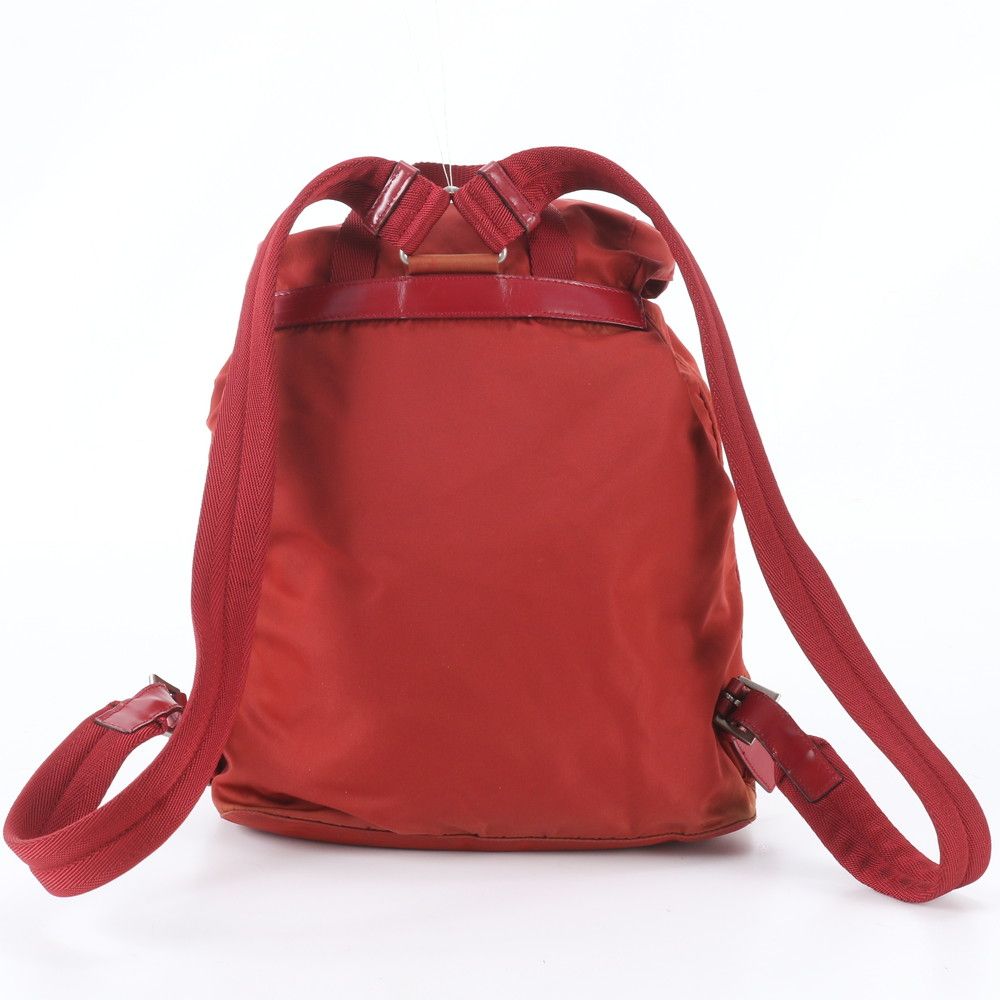 Prada Tessuto Nylon Triangle Logo Leather Backpack Shoulder Bag — view 3