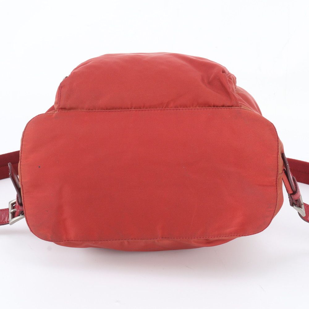 Prada Tessuto Nylon Triangle Logo Leather Backpack Shoulder Bag — view 6