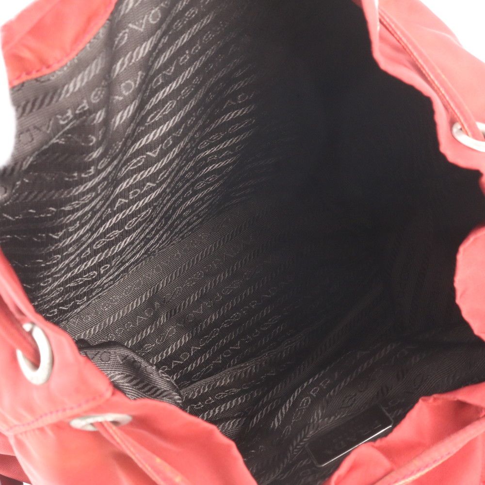 Prada Tessuto Nylon Triangle Logo Leather Backpack Shoulder Bag — view 7