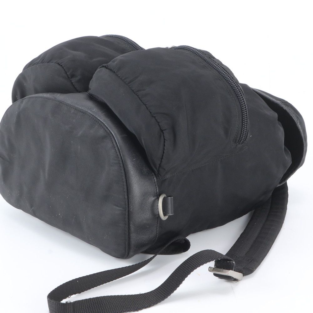 Prada Tessuto Nylon Triangle Logo Leather Backpack — view 4