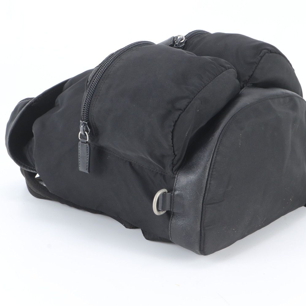 Prada Tessuto Nylon Triangle Logo Leather Backpack — view 5