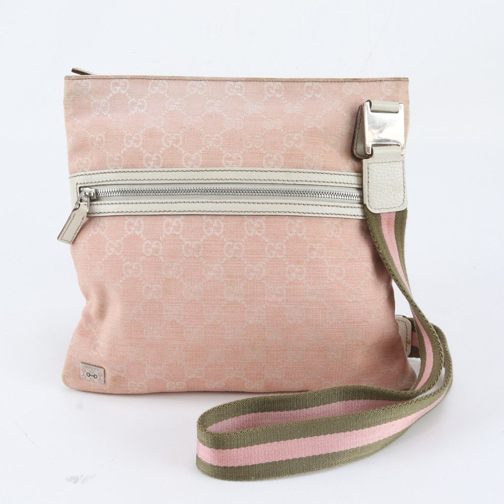 Gucci GG Canvas Sherry Line Leather Shoulder Bag