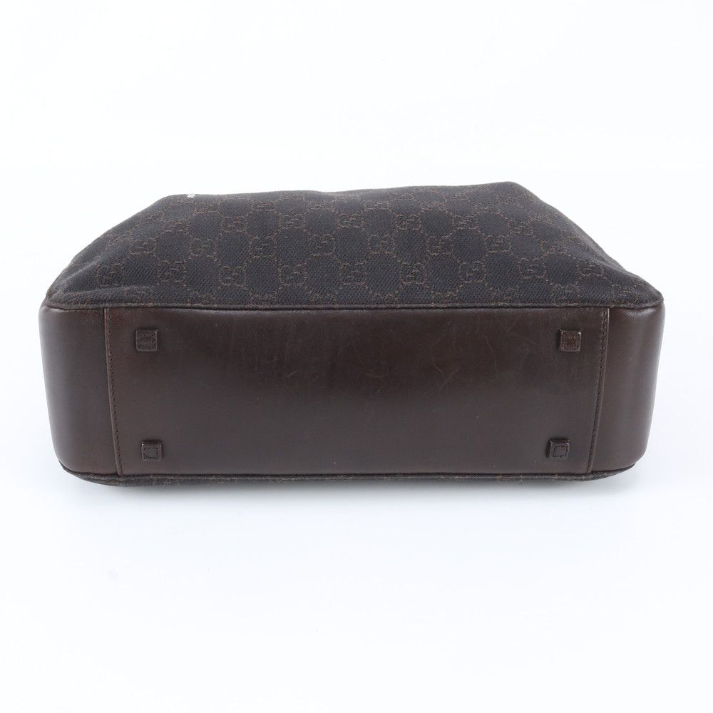 Gucci GG Canvas Leather Handbag with Tote Pouch Brown — view 5