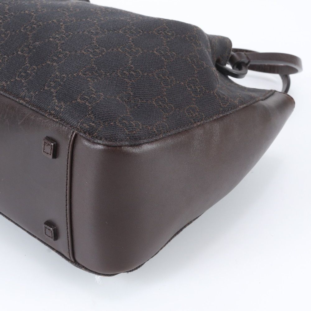 Gucci GG Canvas Leather Handbag with Tote Pouch Brown — view 4
