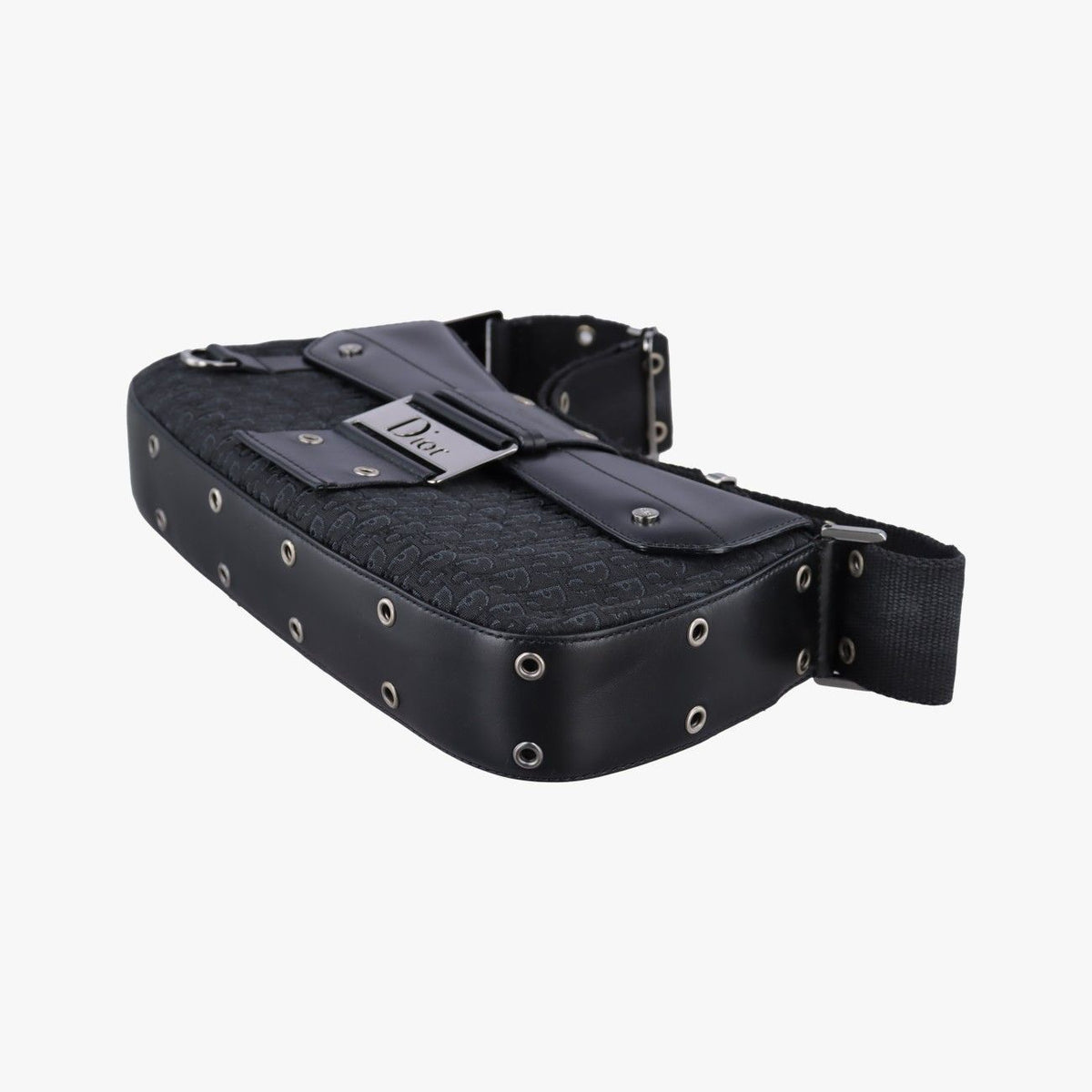 Dior Street Chic Columbus Black Canvas Leather Shoulder Bag — view 4