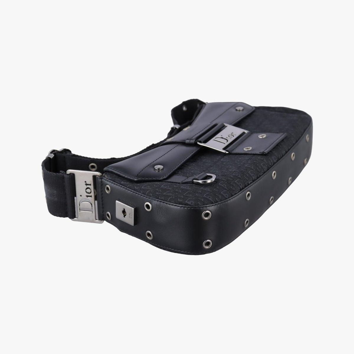 Dior Street Chic Columbus Black Canvas Leather Shoulder Bag — view 5