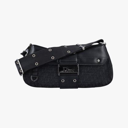 Dior Street Chic Columbus Black Canvas Leather Shoulder Bag
