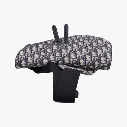 Dior Saddle Bag Gray Navy Jacquard Leather — view 8