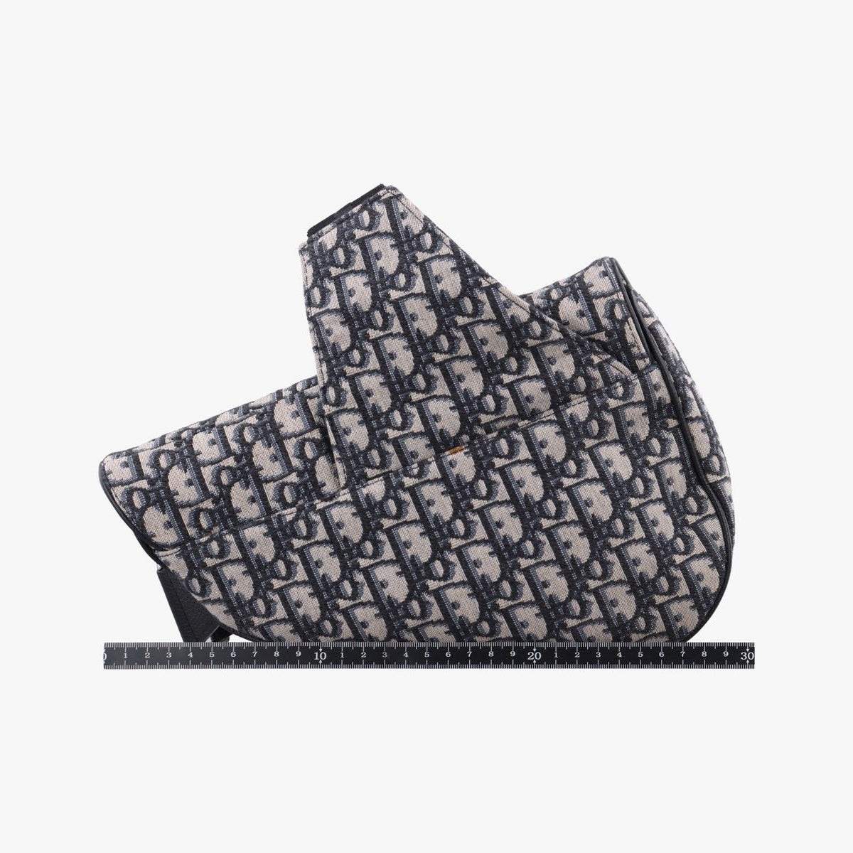 Dior Saddle Bag Gray Navy Jacquard Leather — view 2