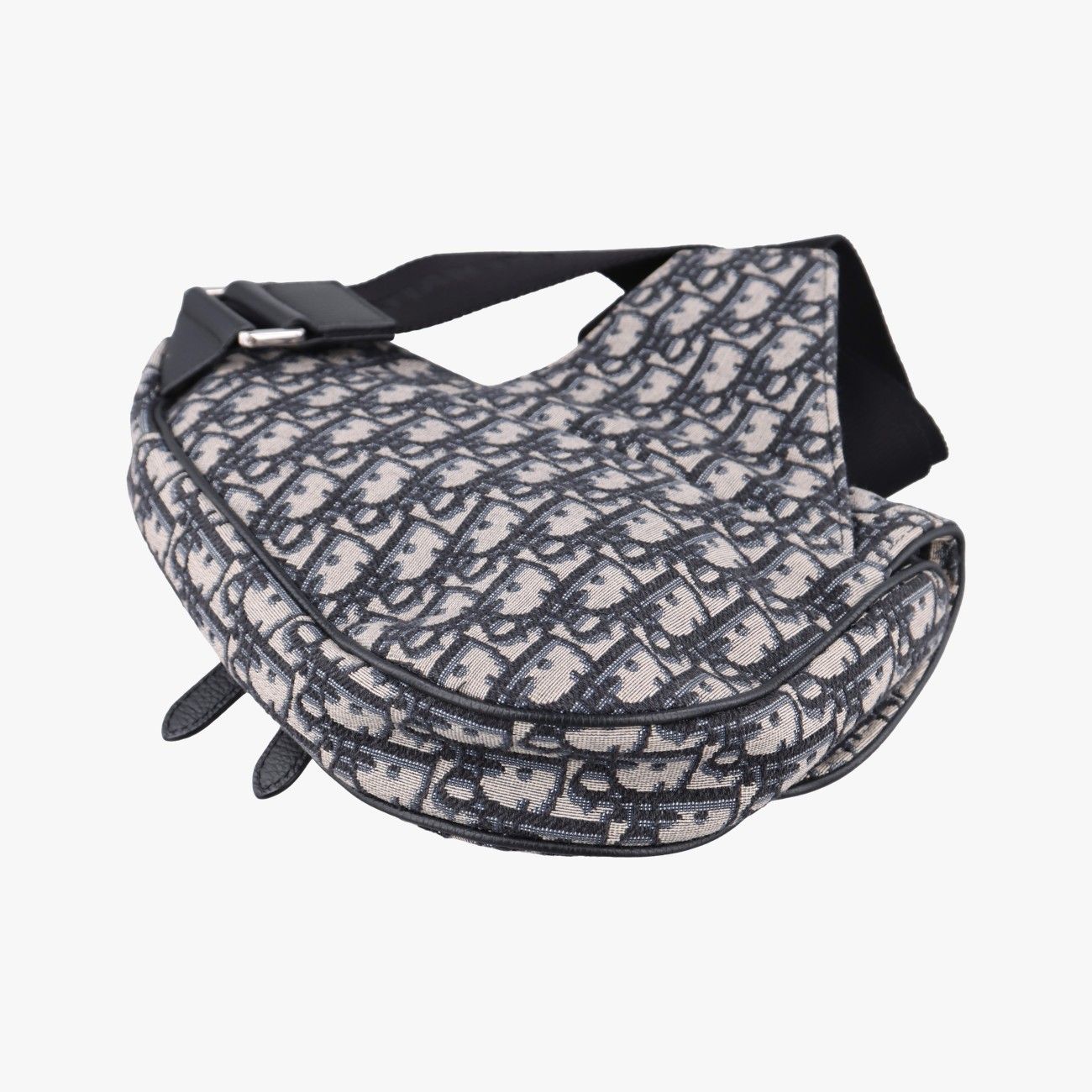 Dior Saddle Bag Gray Navy Jacquard Leather — view 6