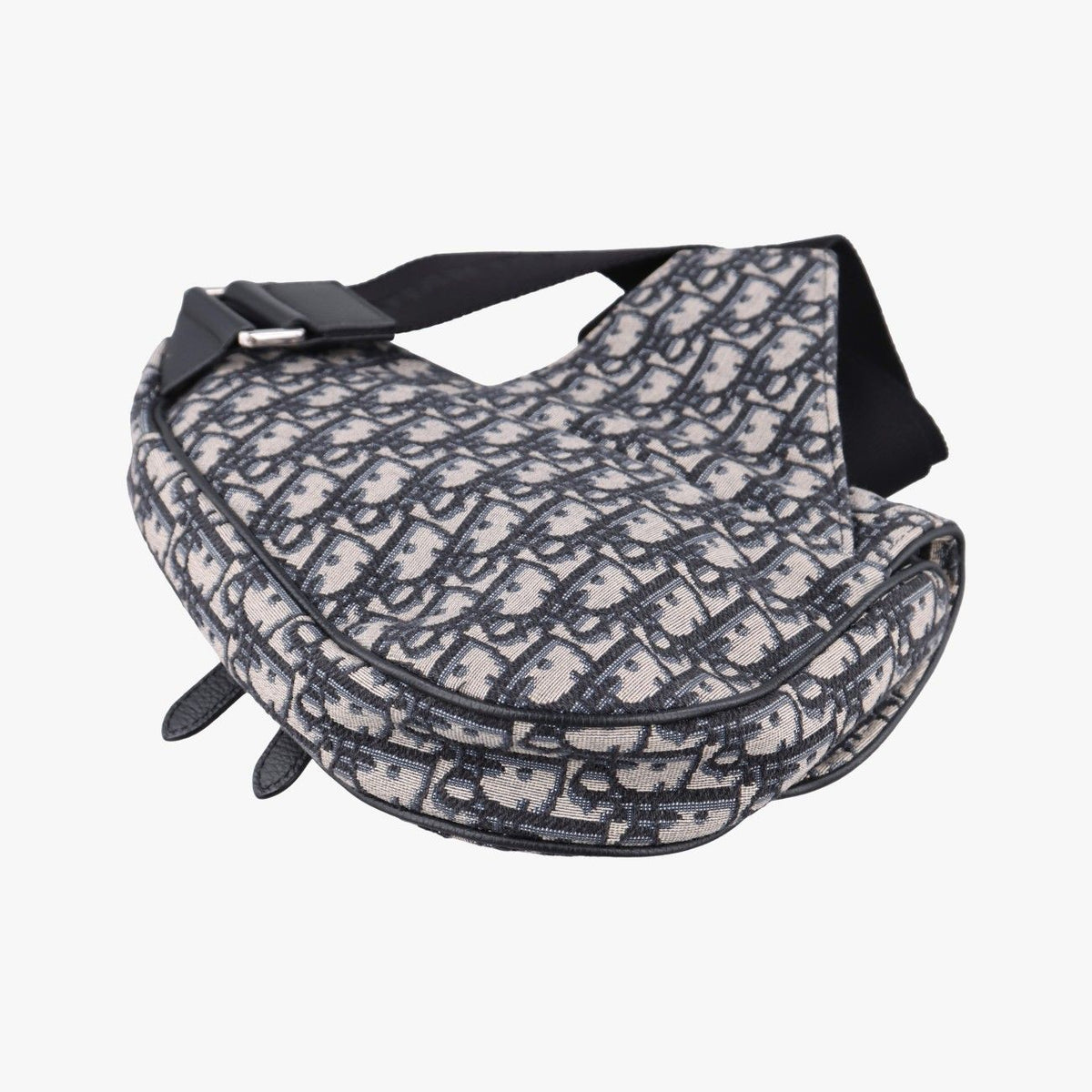 Dior Saddle Bag Gray Navy Jacquard Leather — view 6