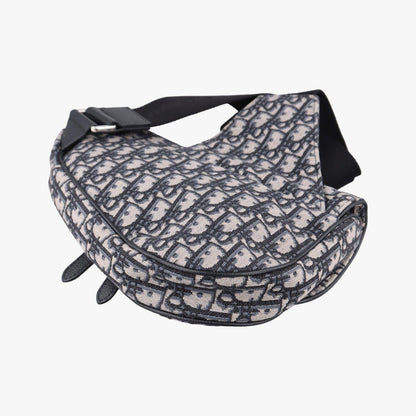 Dior Saddle Bag Gray Navy Jacquard Leather — view 6
