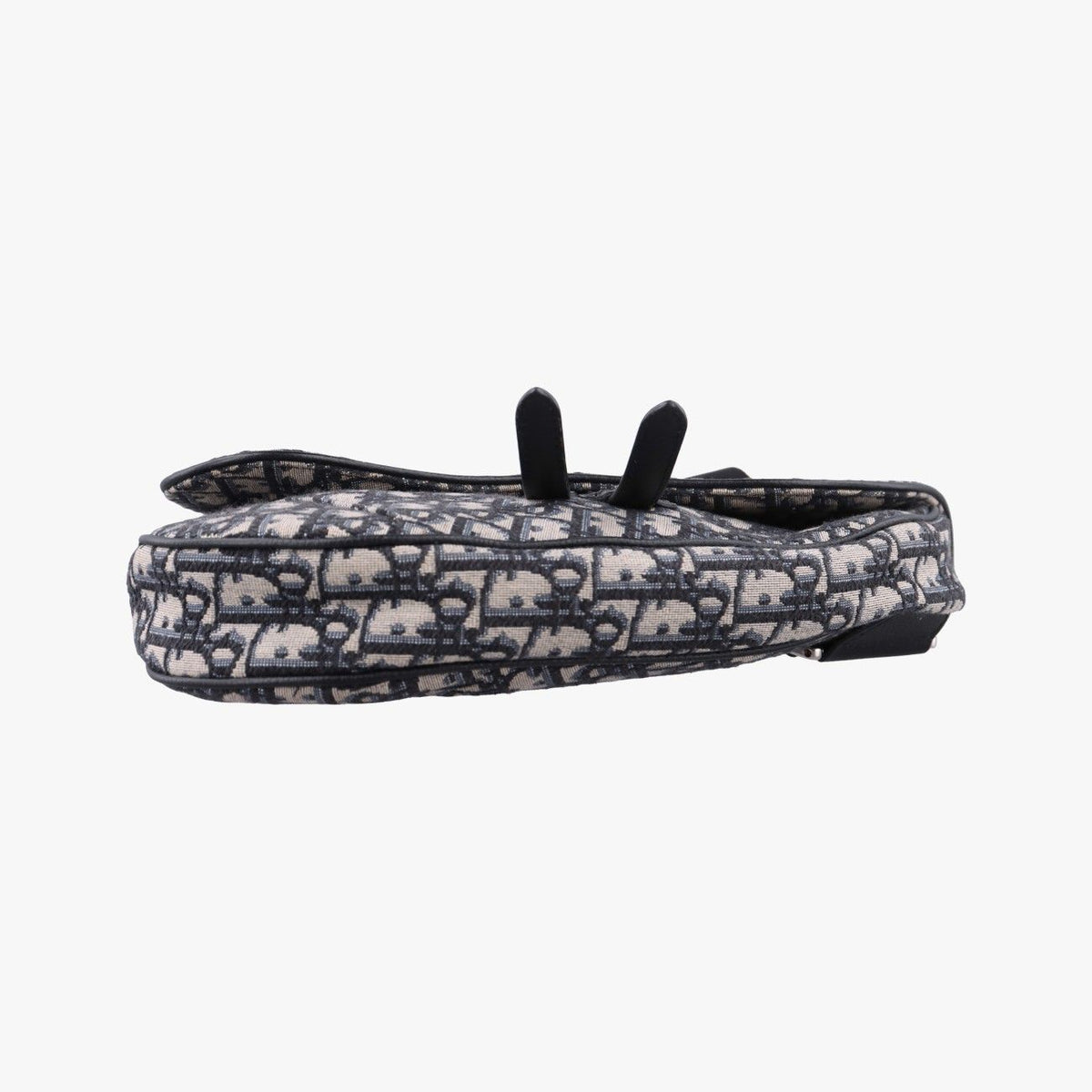 Dior Saddle Bag Gray Navy Jacquard Leather — view 3