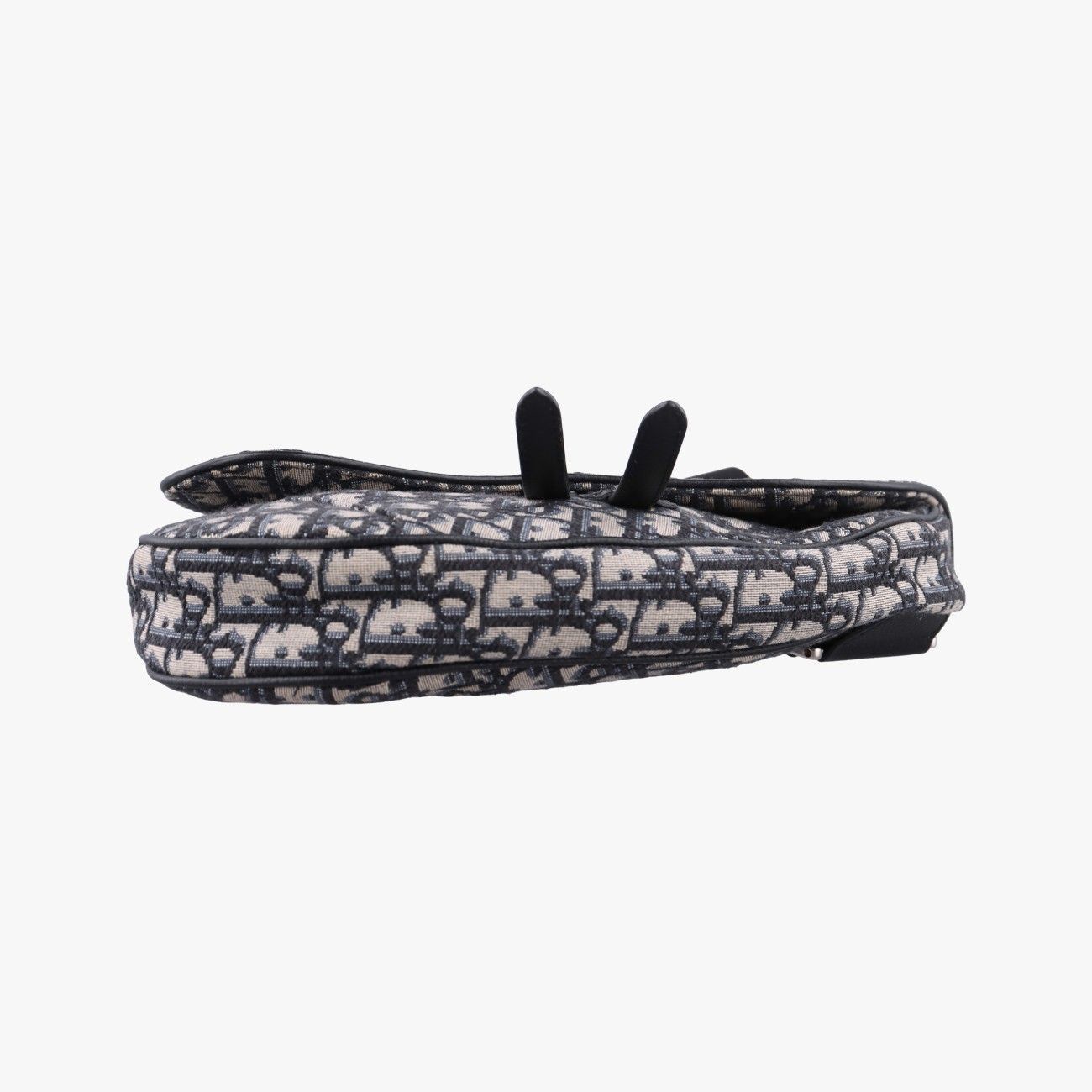 Dior Saddle Bag Gray Navy Jacquard Leather — view 3