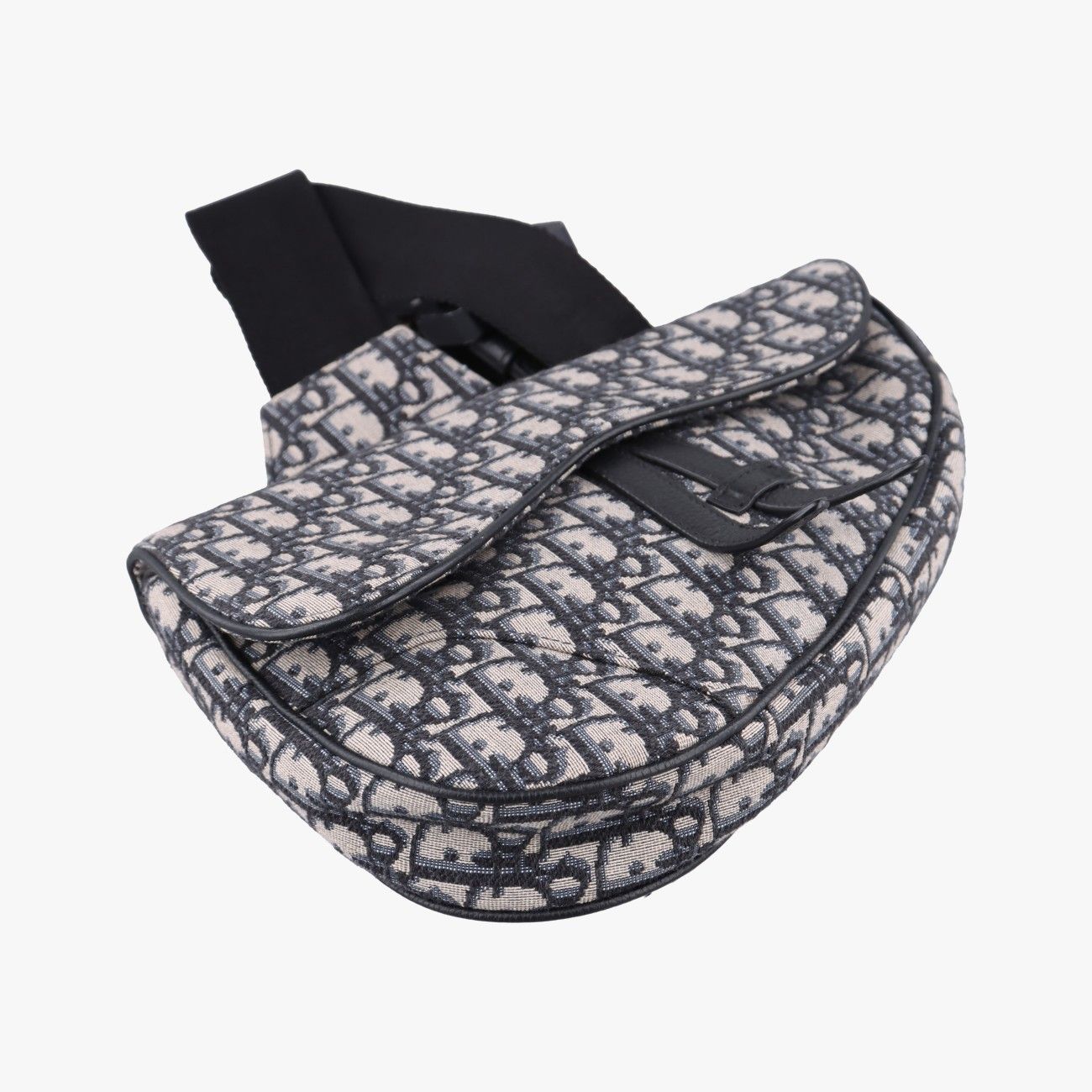 Dior Saddle Bag Gray Navy Jacquard Leather — view 5