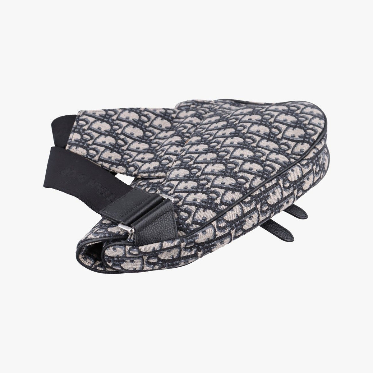 Dior Saddle Bag Gray Navy Jacquard Leather — view 7