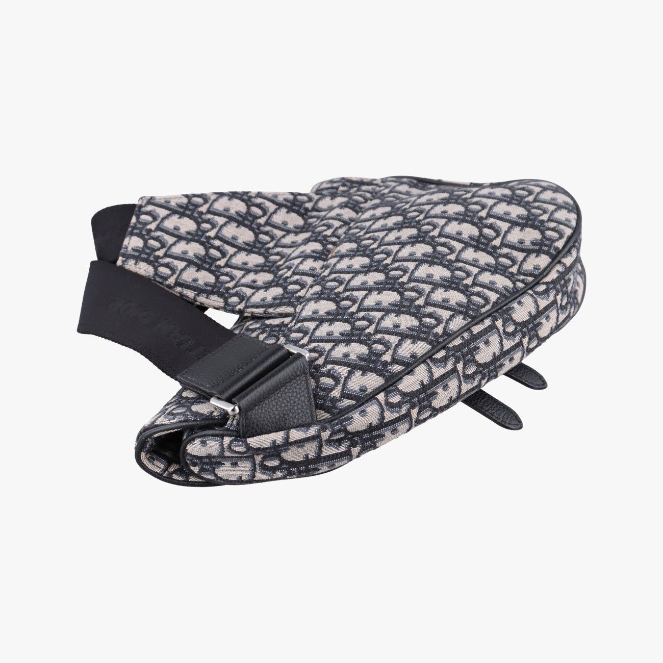 Dior Saddle Bag Gray Navy Jacquard Leather — view 7