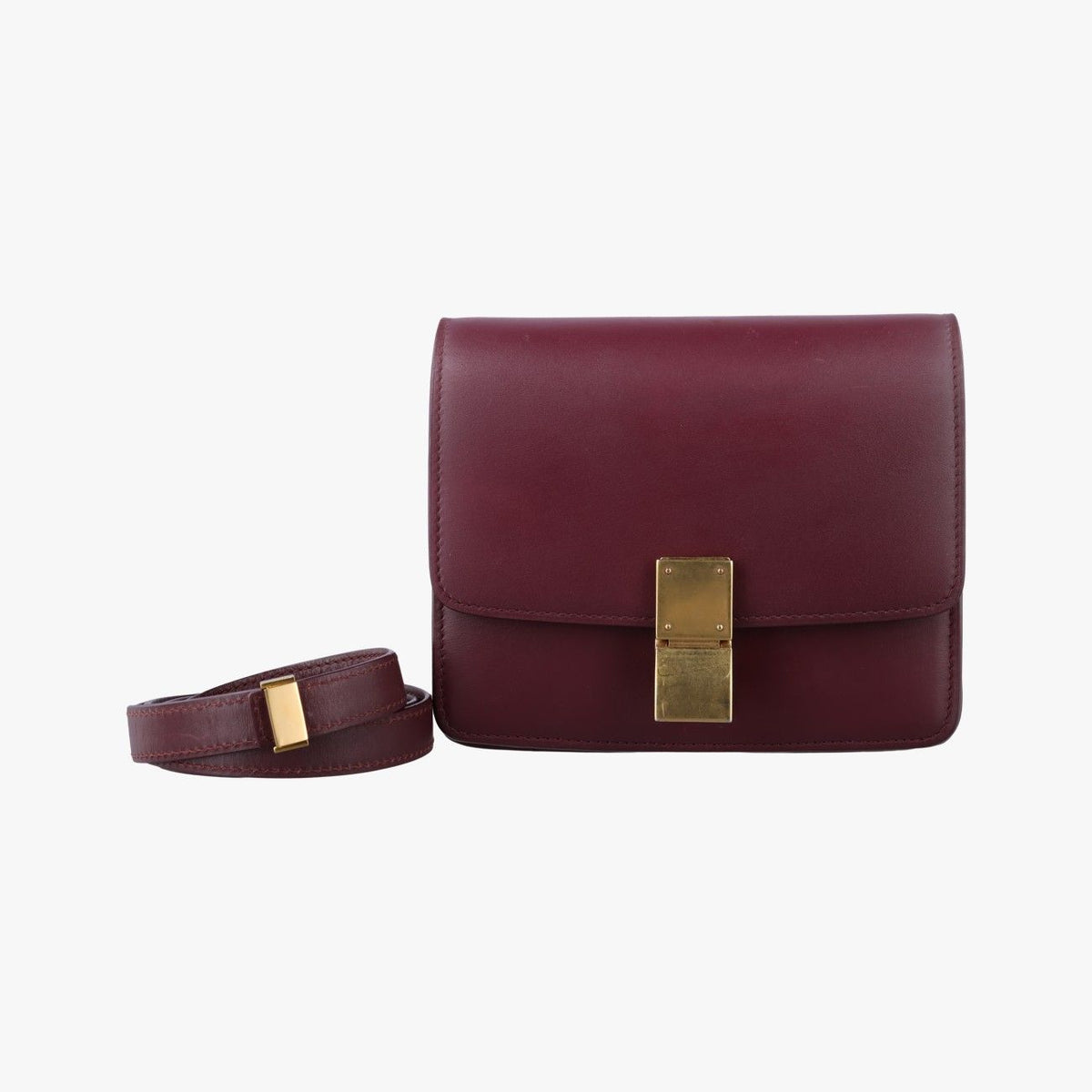 Celine Classic Small Wine Red Leather Shoulder Bag
