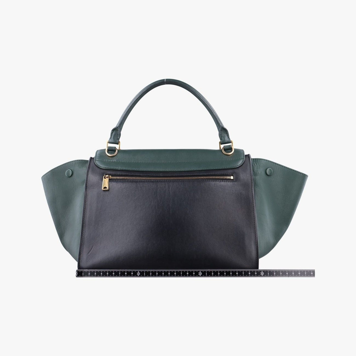 Celine Trapeze Medium Green Black Leather Handbag — view 2