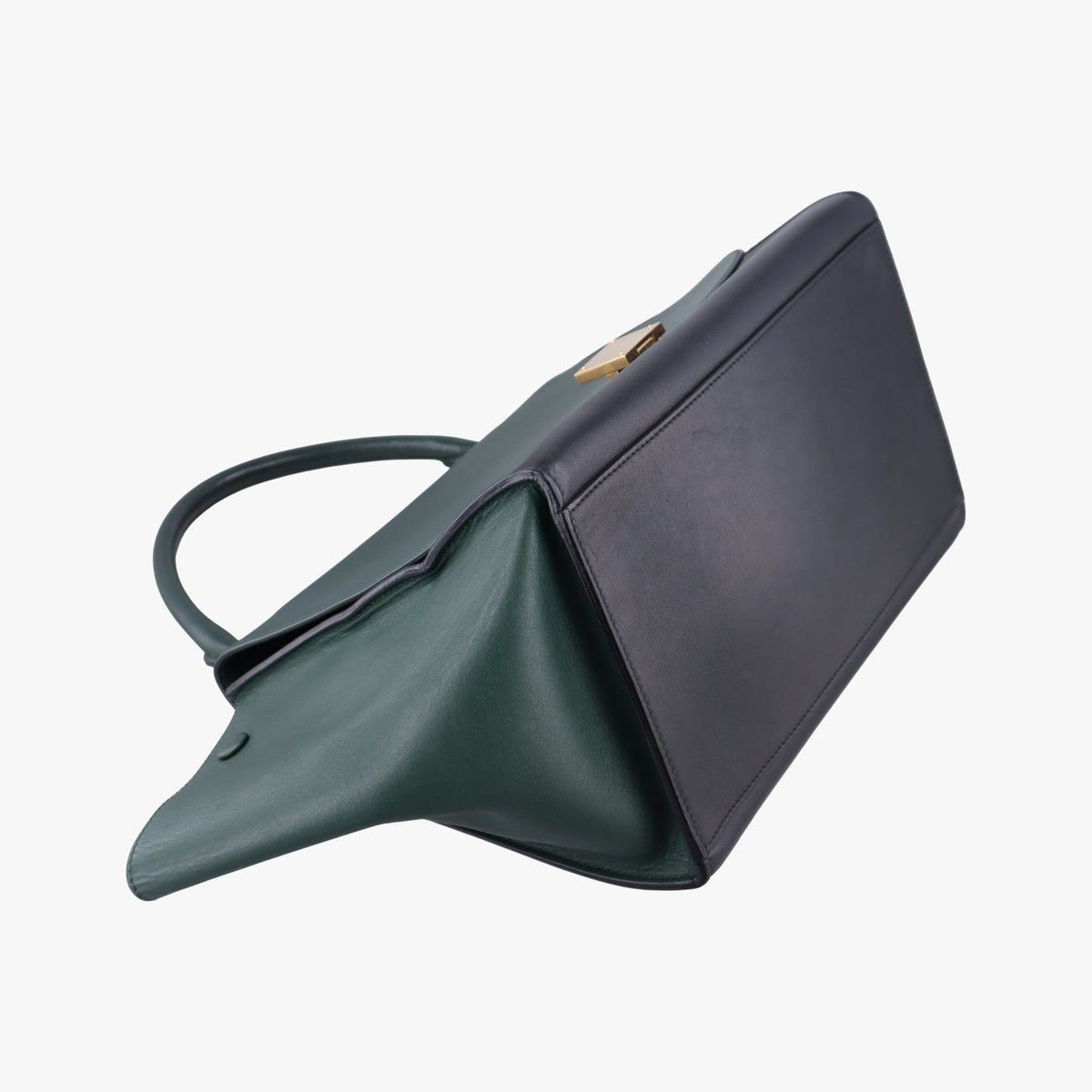 Celine Trapeze Medium Green Black Leather Handbag — view 5
