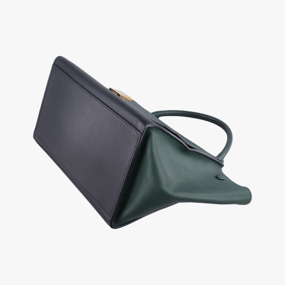 Celine Trapeze Medium Green Black Leather Handbag — view 4