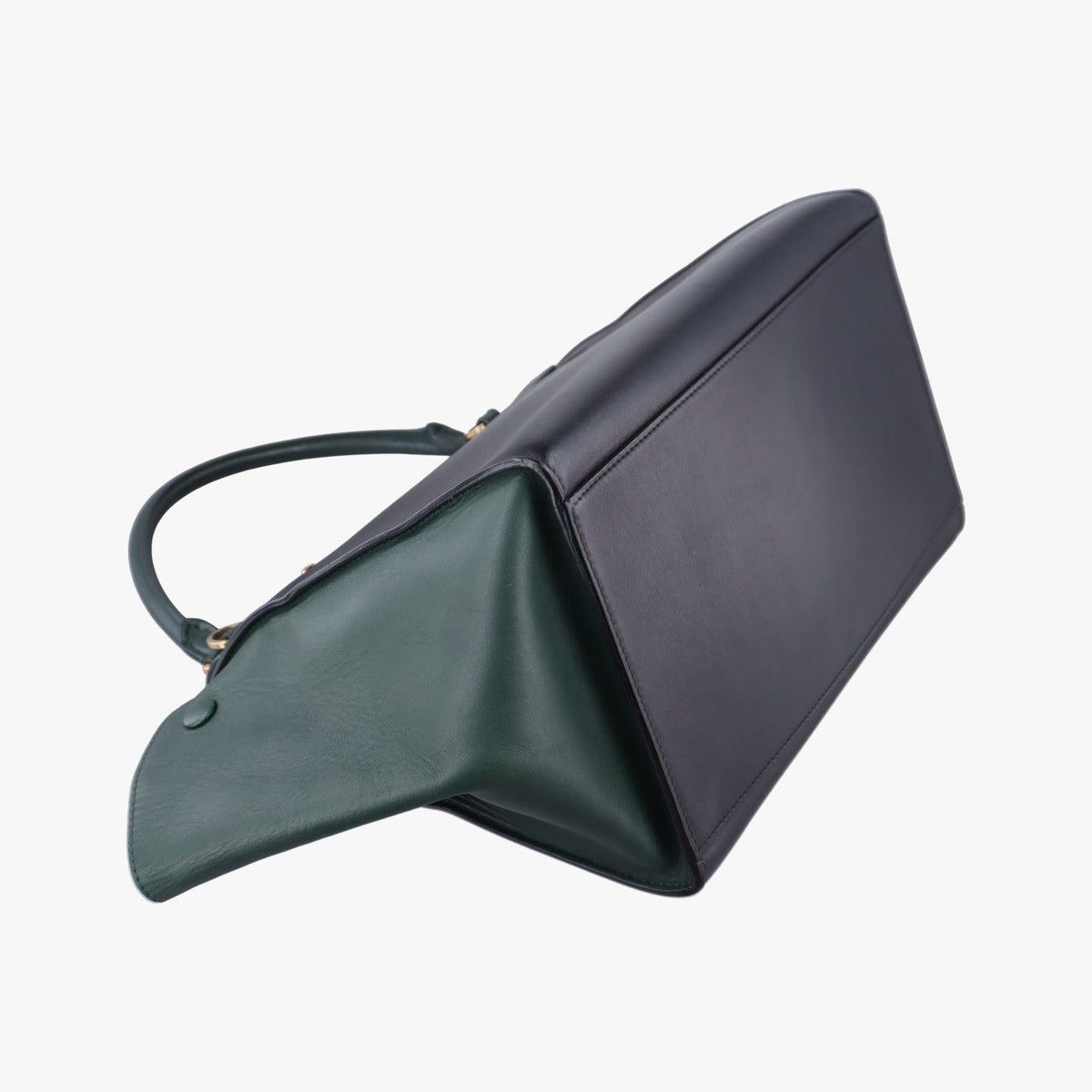 Celine Trapeze Medium Green Black Leather Handbag — view 7