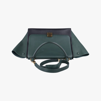 Celine Trapeze Medium Green Black Leather Handbag — view 8