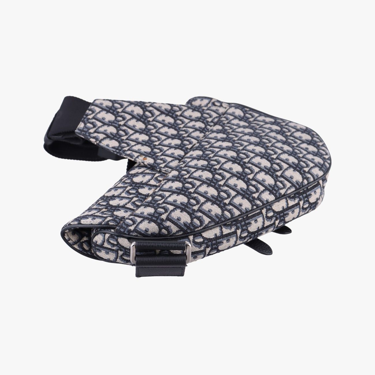 Dior Saddle Bag Gray Navy Black Jacquard Leather — view 7