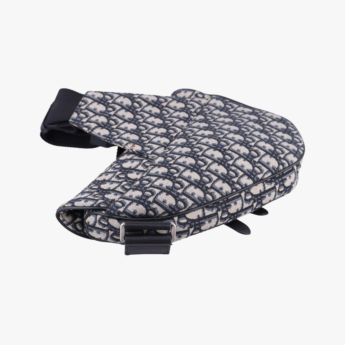 Dior Saddle Bag Gray Navy Black Jacquard Leather — view 7
