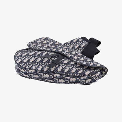 Dior Saddle Bag Gray Navy Black Jacquard Leather — view 4