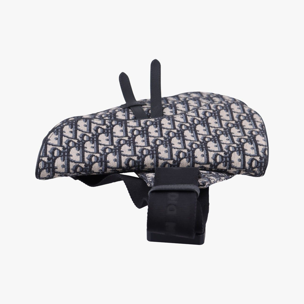 Dior Saddle Bag Gray Navy Black Jacquard Leather — view 8