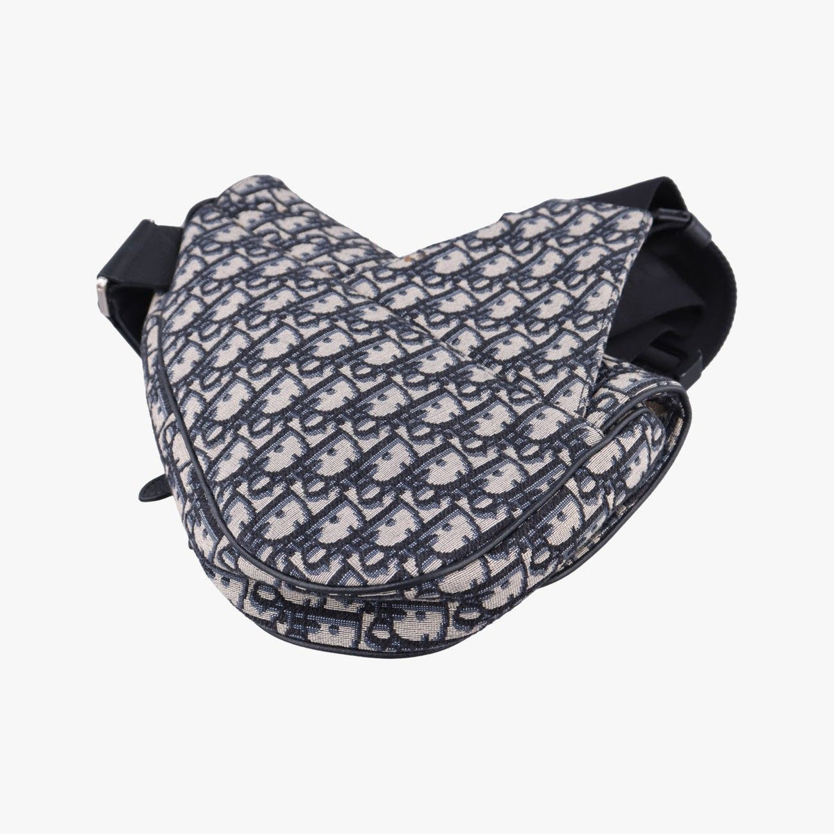 Dior Saddle Bag Gray Navy Black Jacquard Leather — view 6