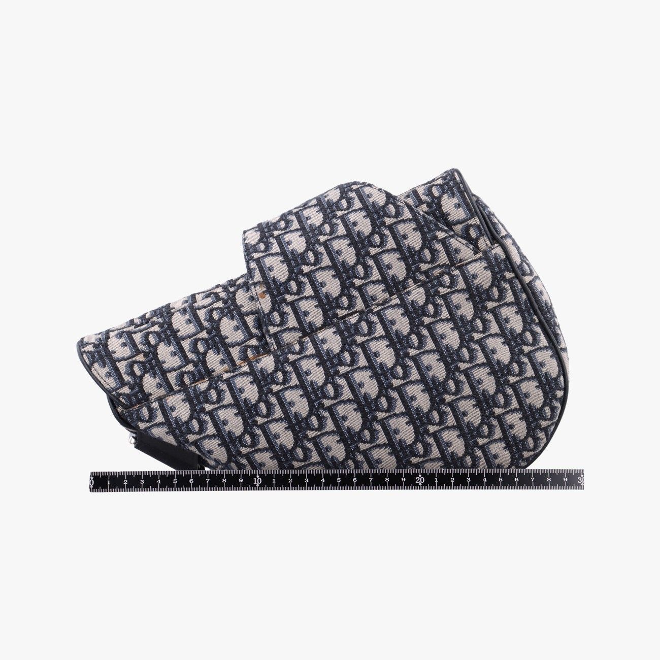Dior Saddle Bag Gray Navy Black Jacquard Leather — view 2