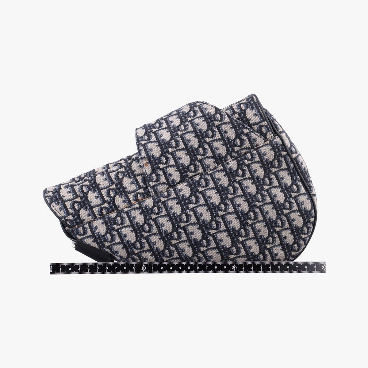 Dior Saddle Bag Gray Navy Black Jacquard Leather — view 2