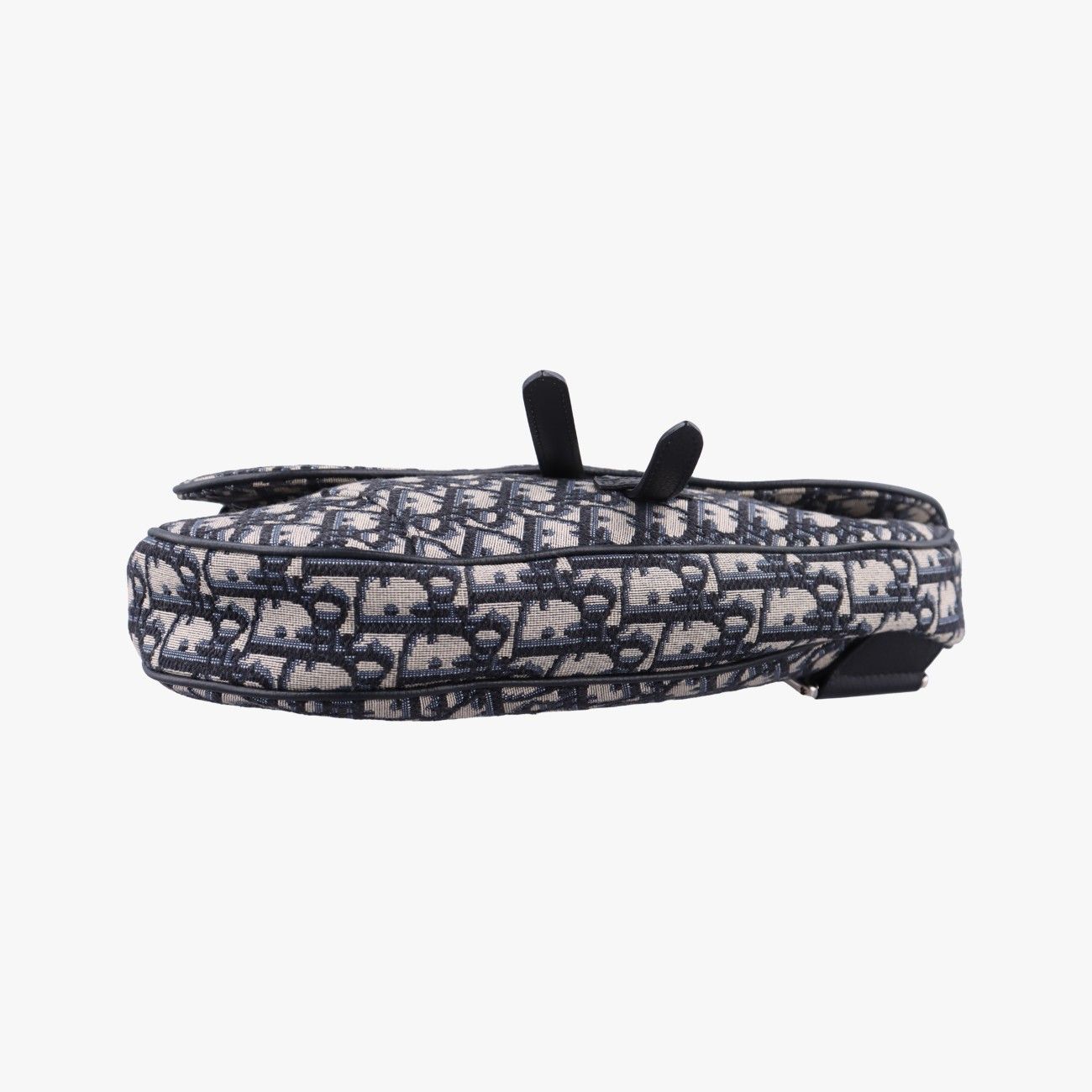 Dior Saddle Bag Gray Navy Black Jacquard Leather — view 3