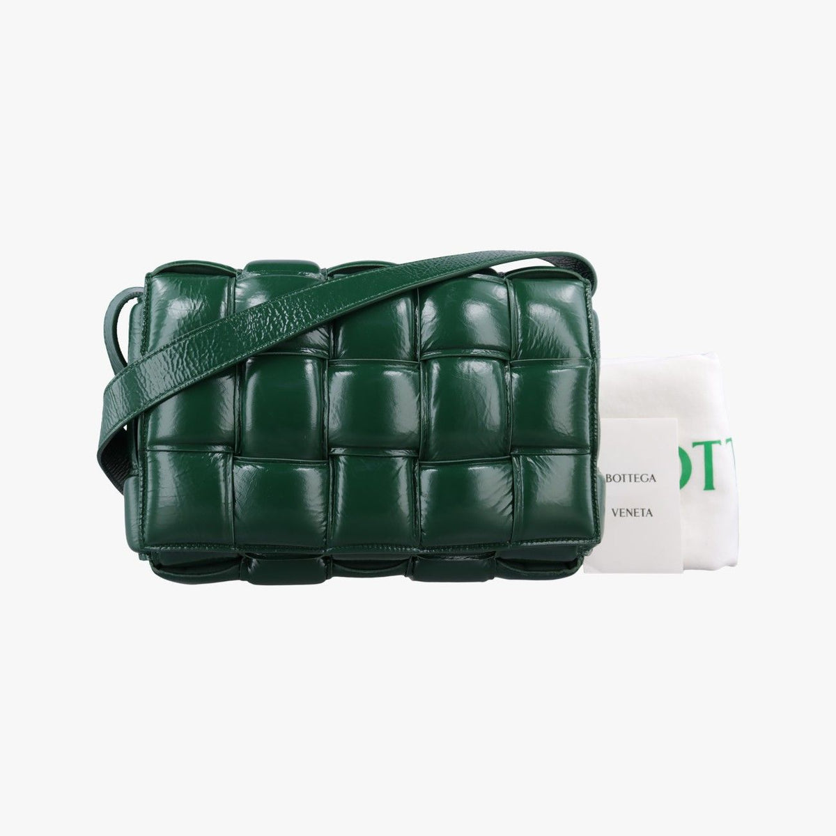 Bottega Veneta Padded Cassette Green Lambskin Shoulder Bag