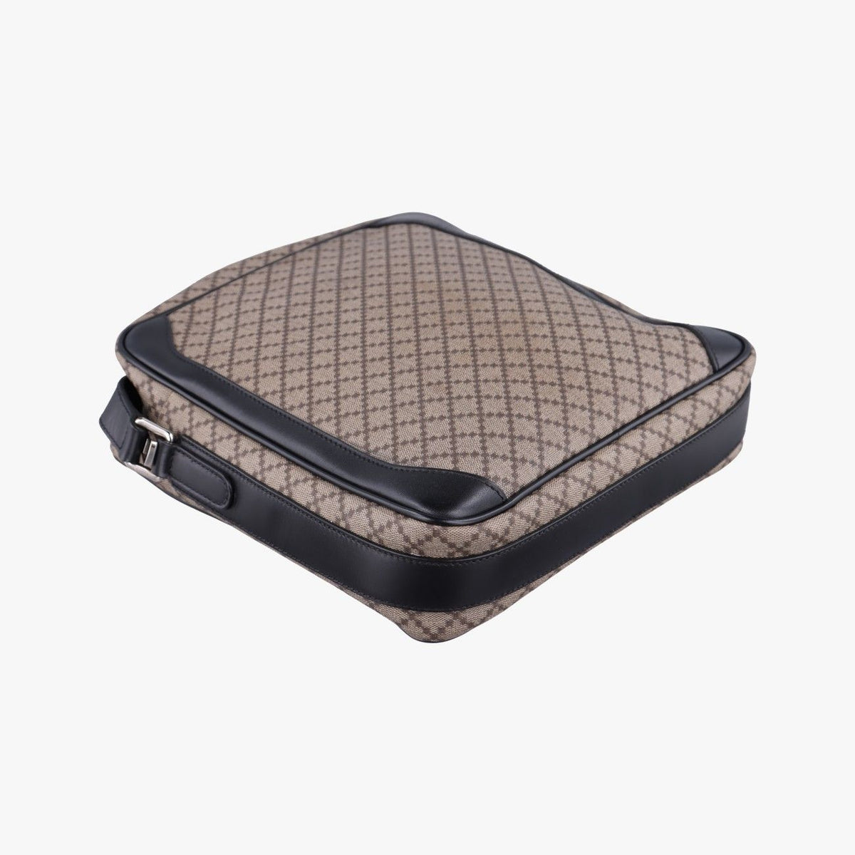Gucci Diamante Brown Black Canvas Leather Shoulder Bag — view 7