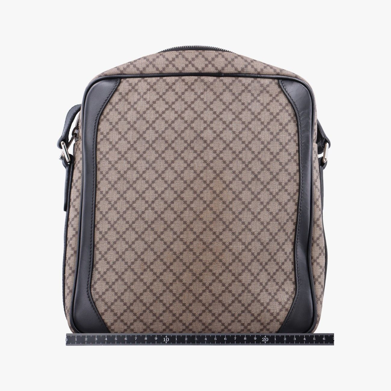 Gucci Diamante Brown Black Canvas Leather Shoulder Bag — view 2