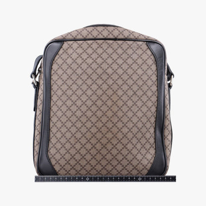Gucci Diamante Brown Black Canvas Leather Shoulder Bag — view 2