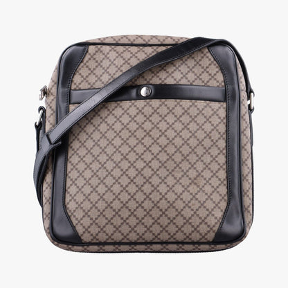 Gucci Diamante Brown Black Canvas Leather Shoulder Bag