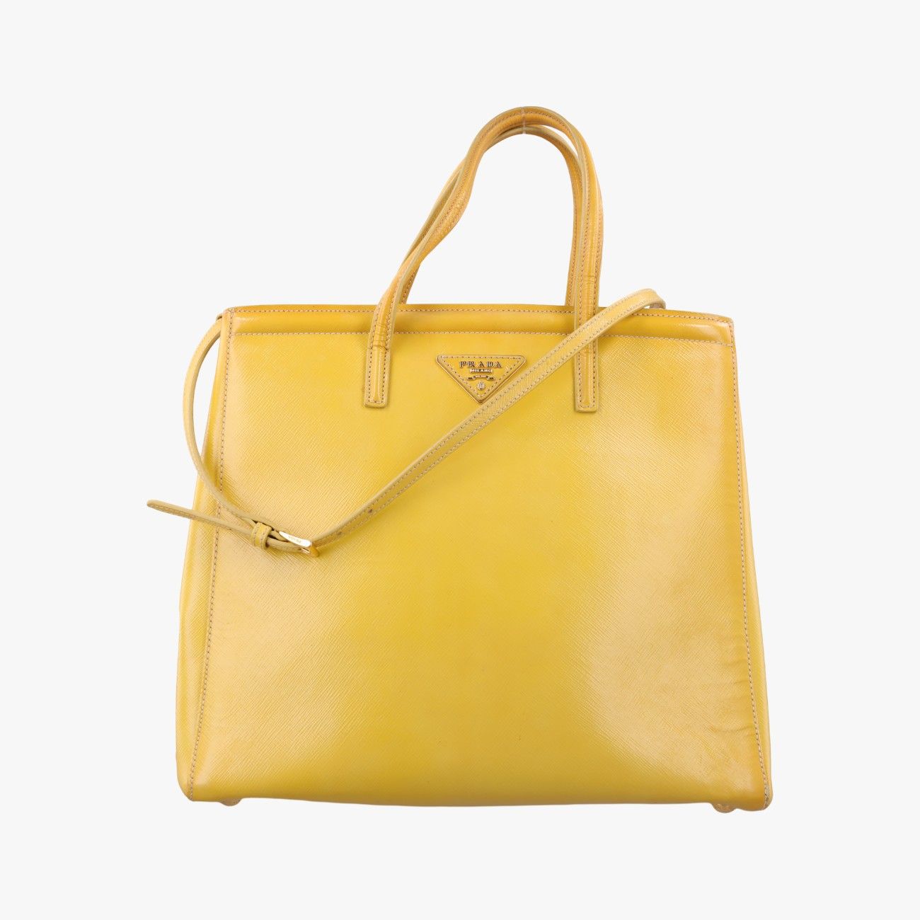 Prada Parabolic Tote Yellow Saffiano Leather 7