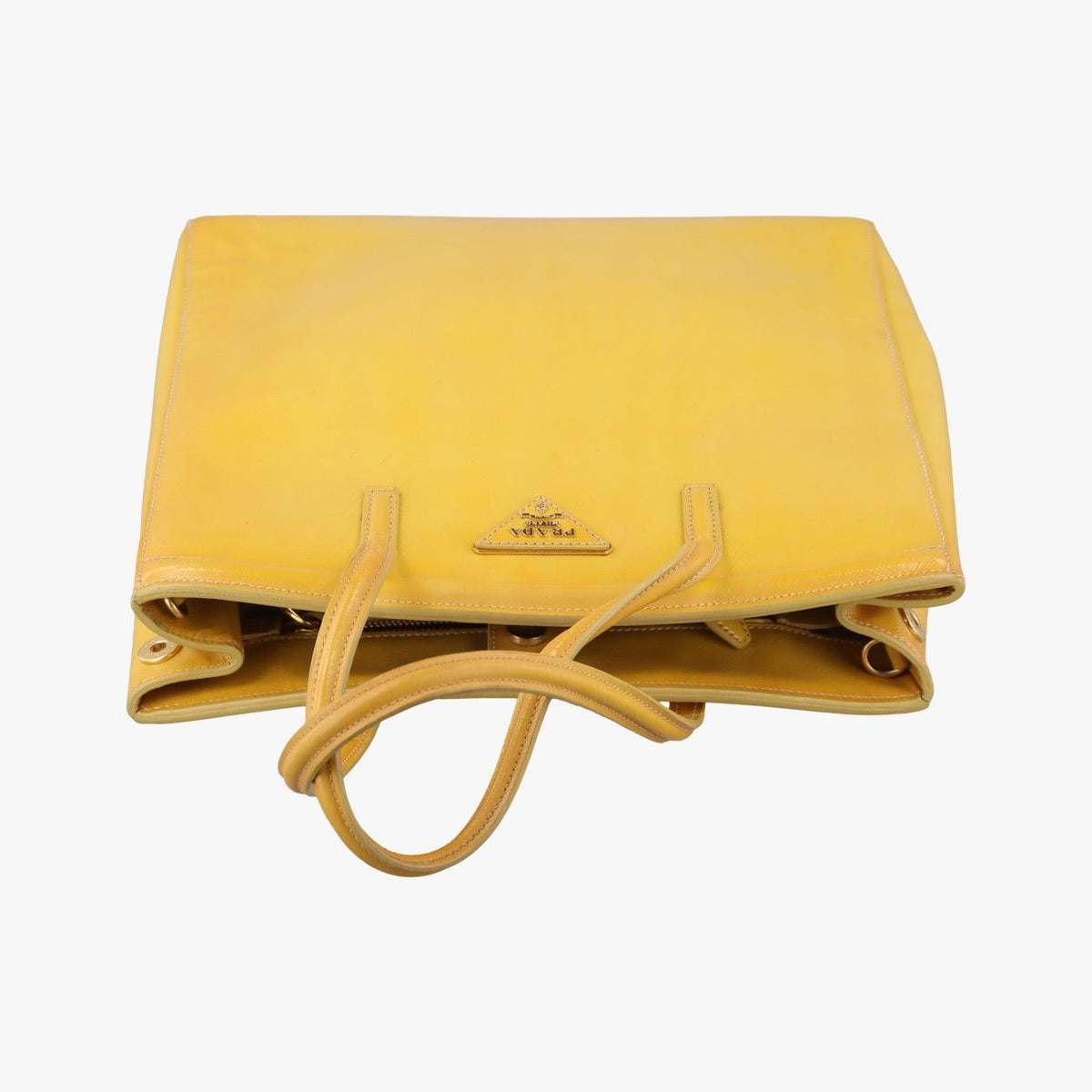 Prada Parabolic Tote Yellow Saffiano Leather 7 — view 8