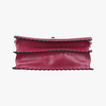 Fendi Canai Wine Red Leather Shoulder Bag — view 3