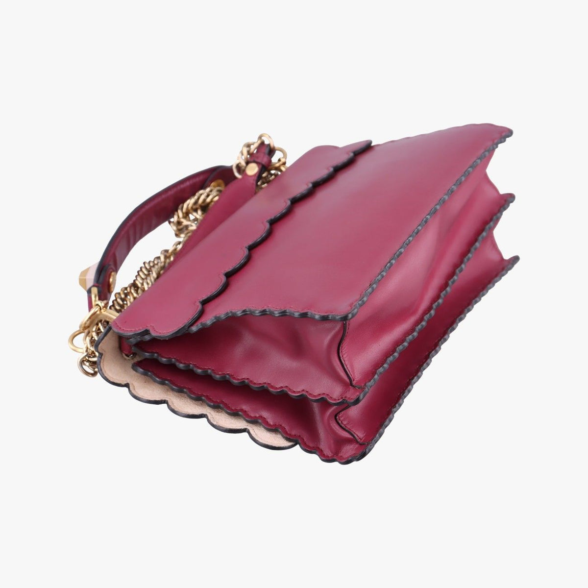 Fendi Canai Wine Red Leather Shoulder Bag — view 7