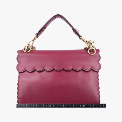 Fendi Canai Wine Red Leather Shoulder Bag — view 2